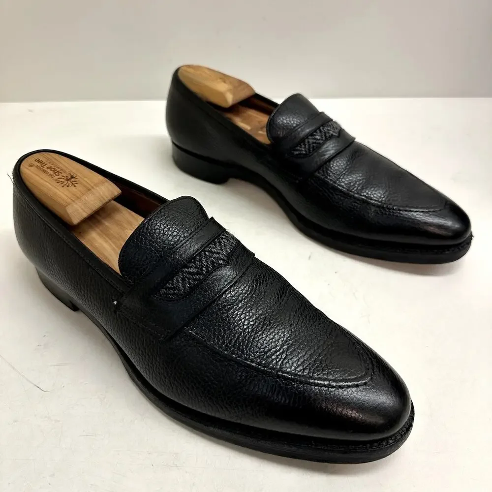 VGUC Crockett & Jones x Brooks Brothers Black Harris Tweed Loafers US 10.5